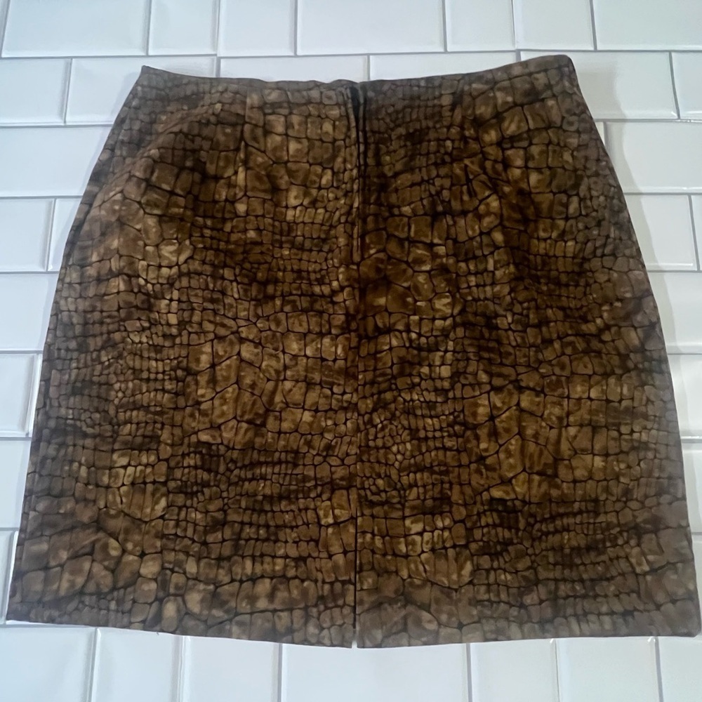 Briggs Brown Crocodile Print Skirt